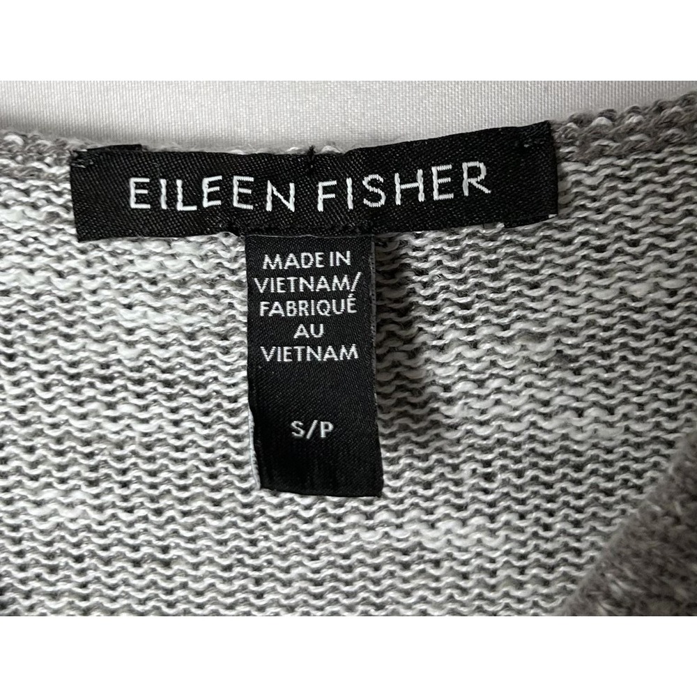 Eileen Fisher Sweater Womens Petite Small Gray Linen Cotton Hooded Pullover Knit - Picture 3 of 7